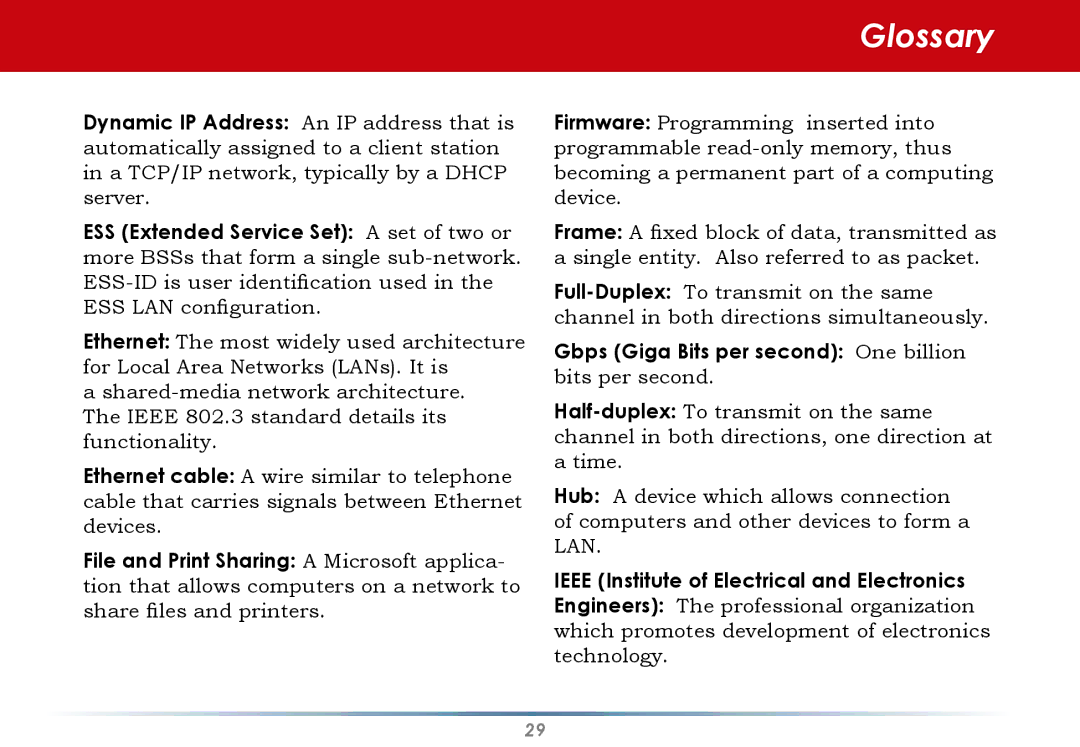 Infinity WLI-U2-G300N user manual Glossary 