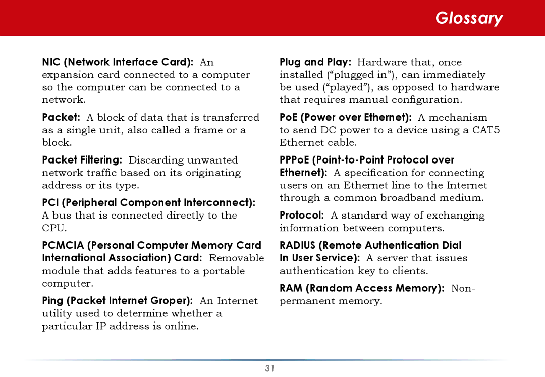 Infinity WLI-U2-G300N user manual Glossary 