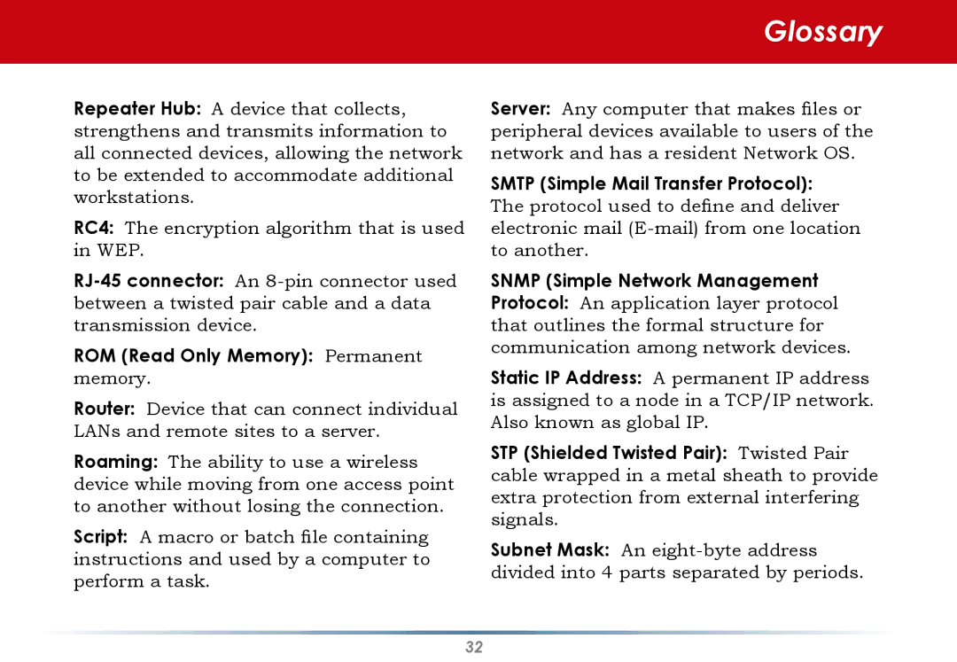 Infinity WLI-U2-G300N user manual Glossary 