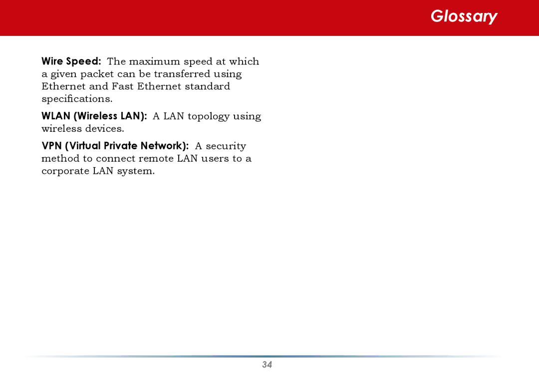 Infinity WLI-U2-G300N user manual Glossary 