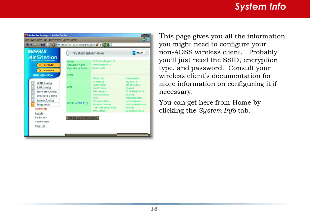 Infinity WZR-G300N user manual System Info 