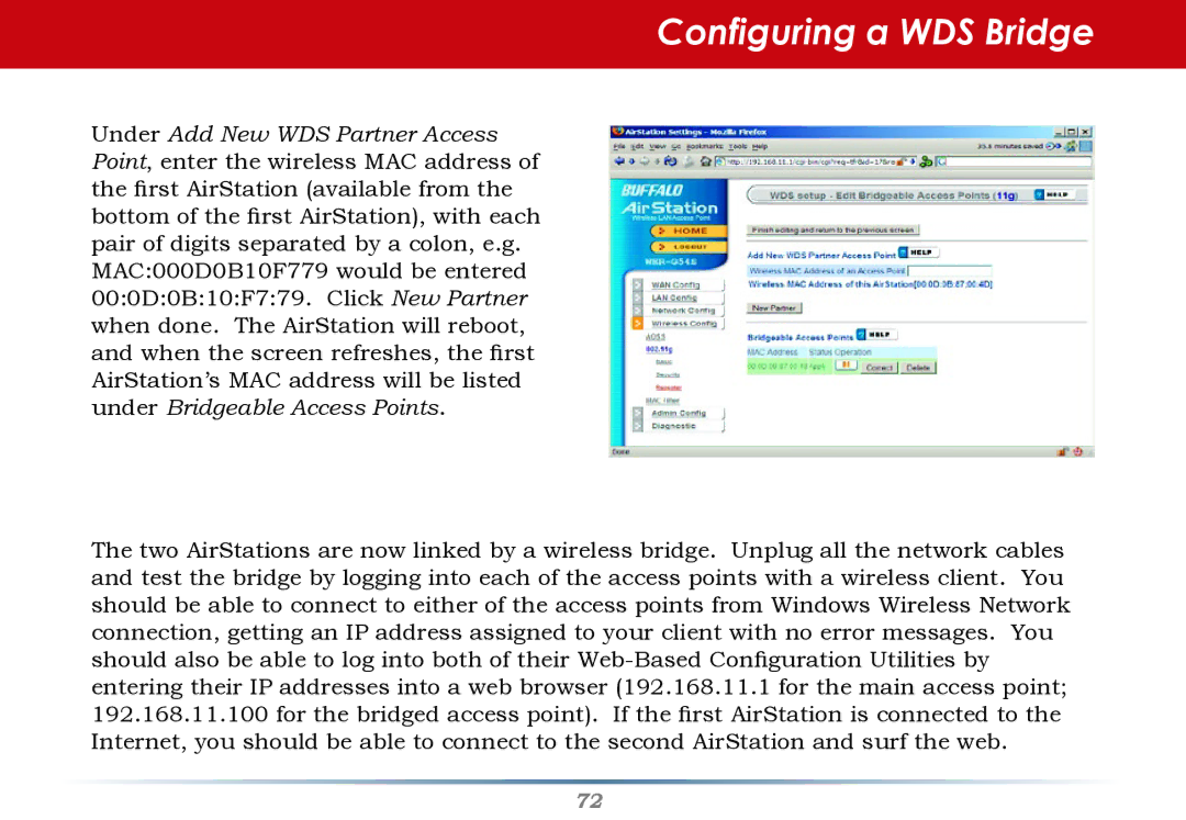 Infinity WZR-G300N user manual Configuring a WDS Bridge 