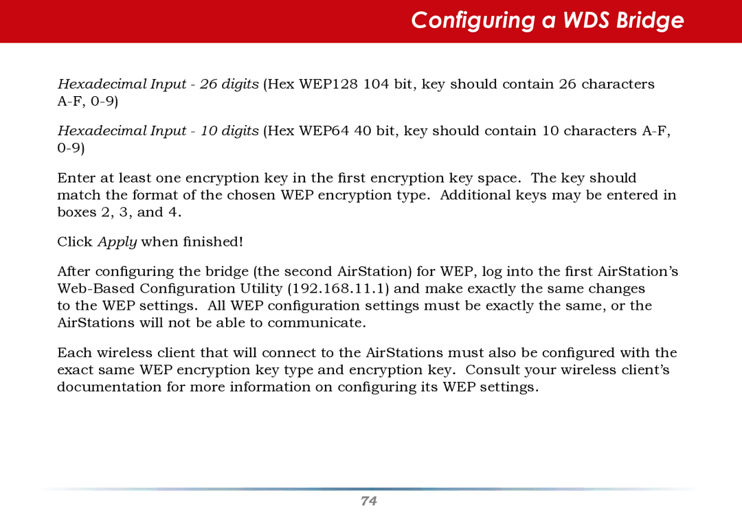 Infinity WZR-G300N user manual Configuring a WDS Bridge 