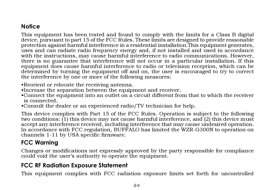 Infinity WZR-G300N user manual FCC / CE Information, FCC Warning 