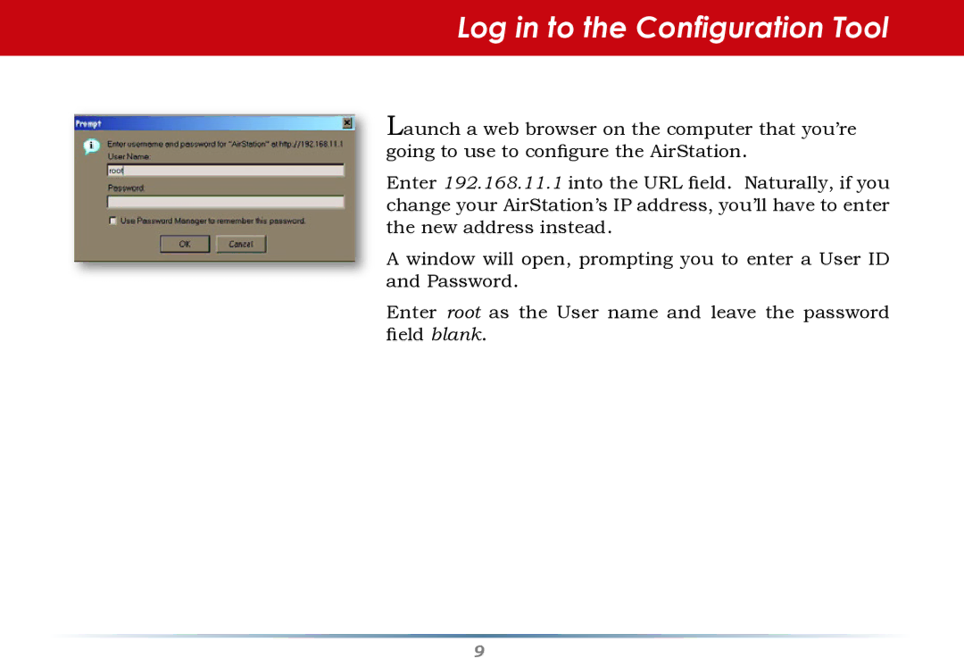 Infinity WZR-G300N user manual Log in to the Configuration Tool 