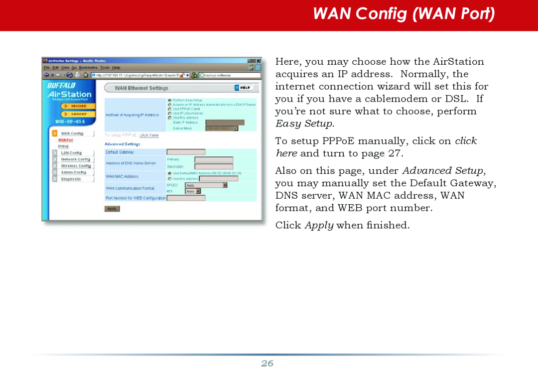 Infinity WZR-G300N user manual WAN Config WAN Port 