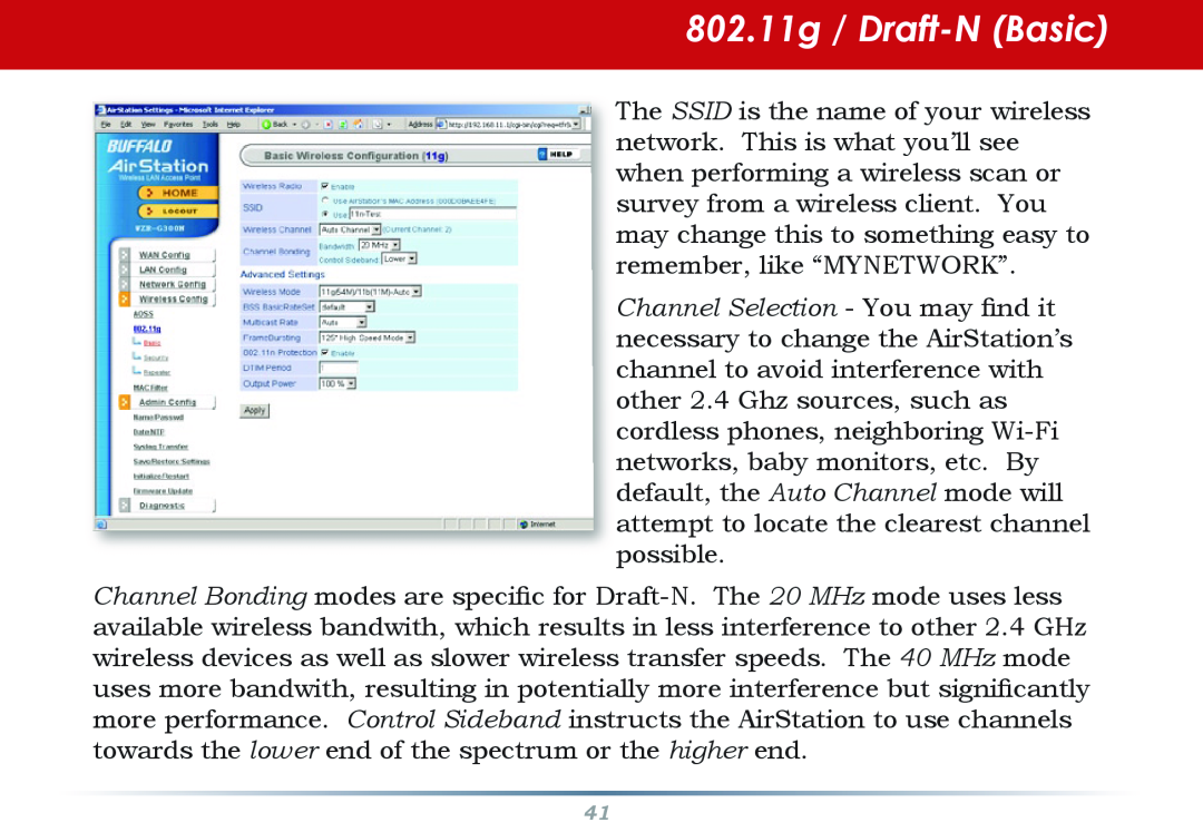 Infinity WZR-G300N user manual 802.11g / Draft-N Basic 