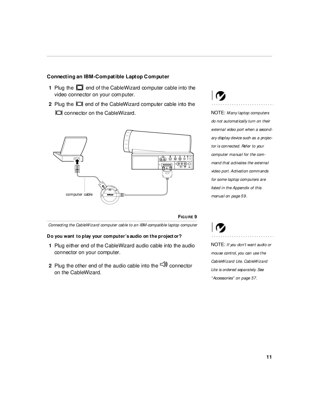 InFocus 220, 210 manual Connecting an IBM-Compatible Laptop Computer 