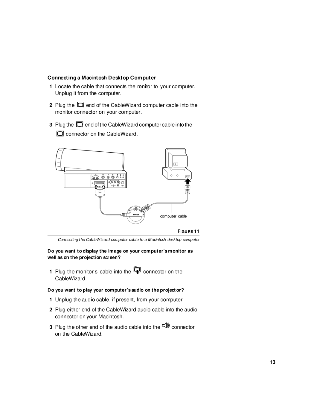 InFocus 220, 210 manual Connecting a Macintosh Desktop Computer 