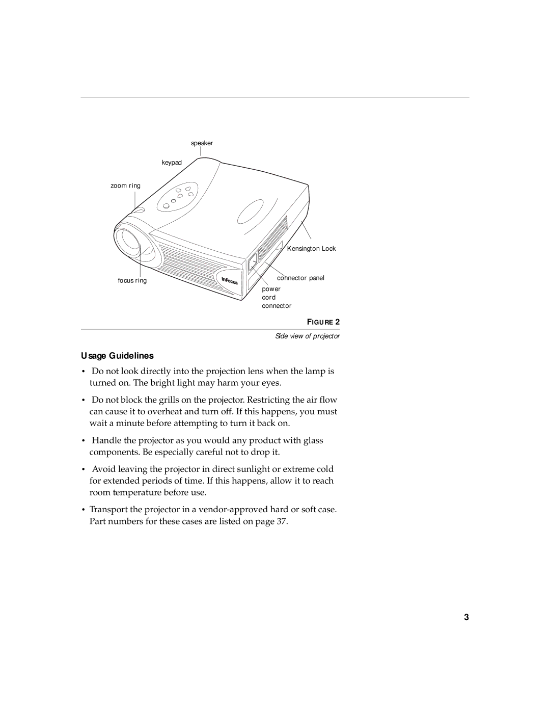 InFocus 330 manual Usage Guidelines 