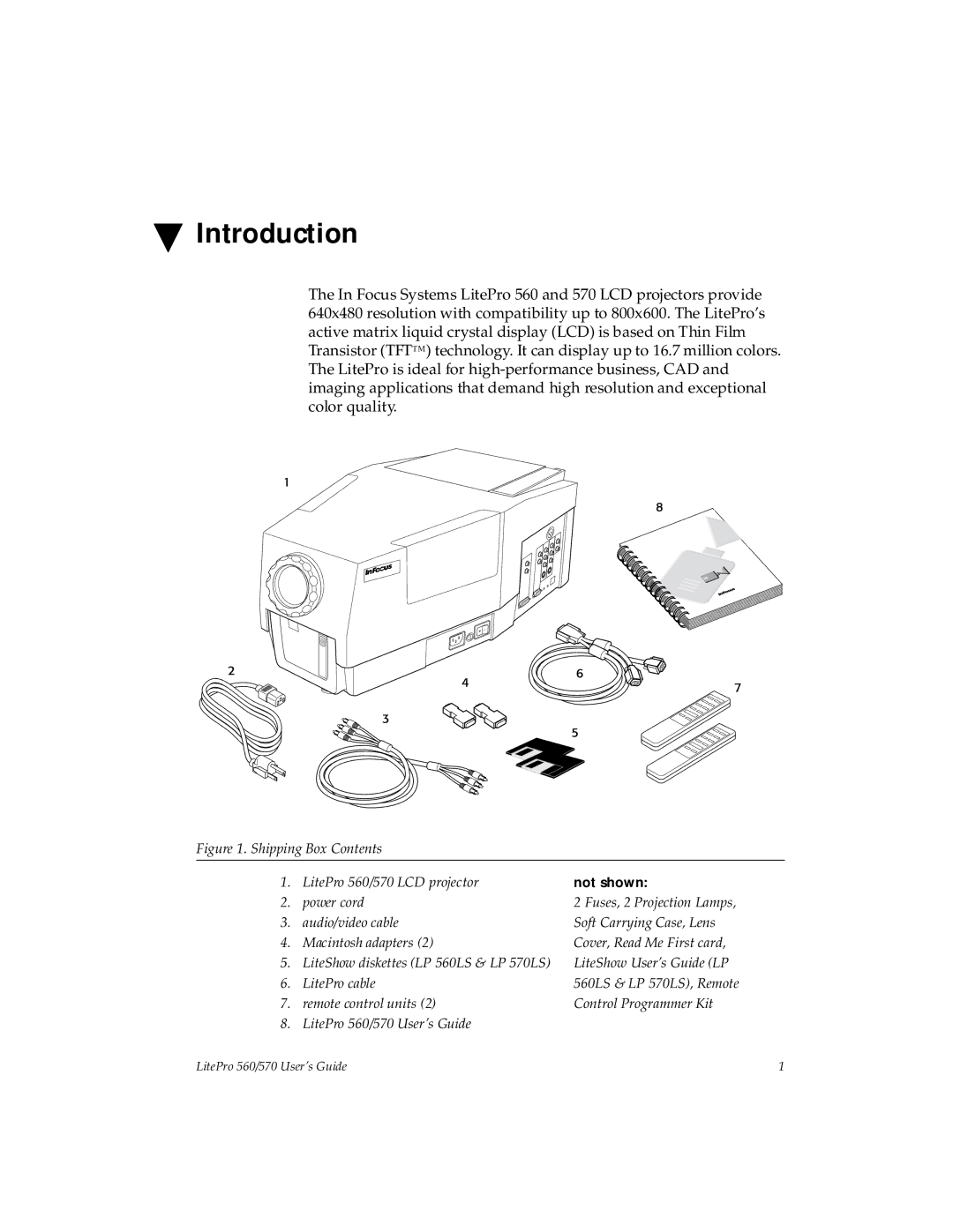 InFocus 570, 560 manual Introduction, Not shown 