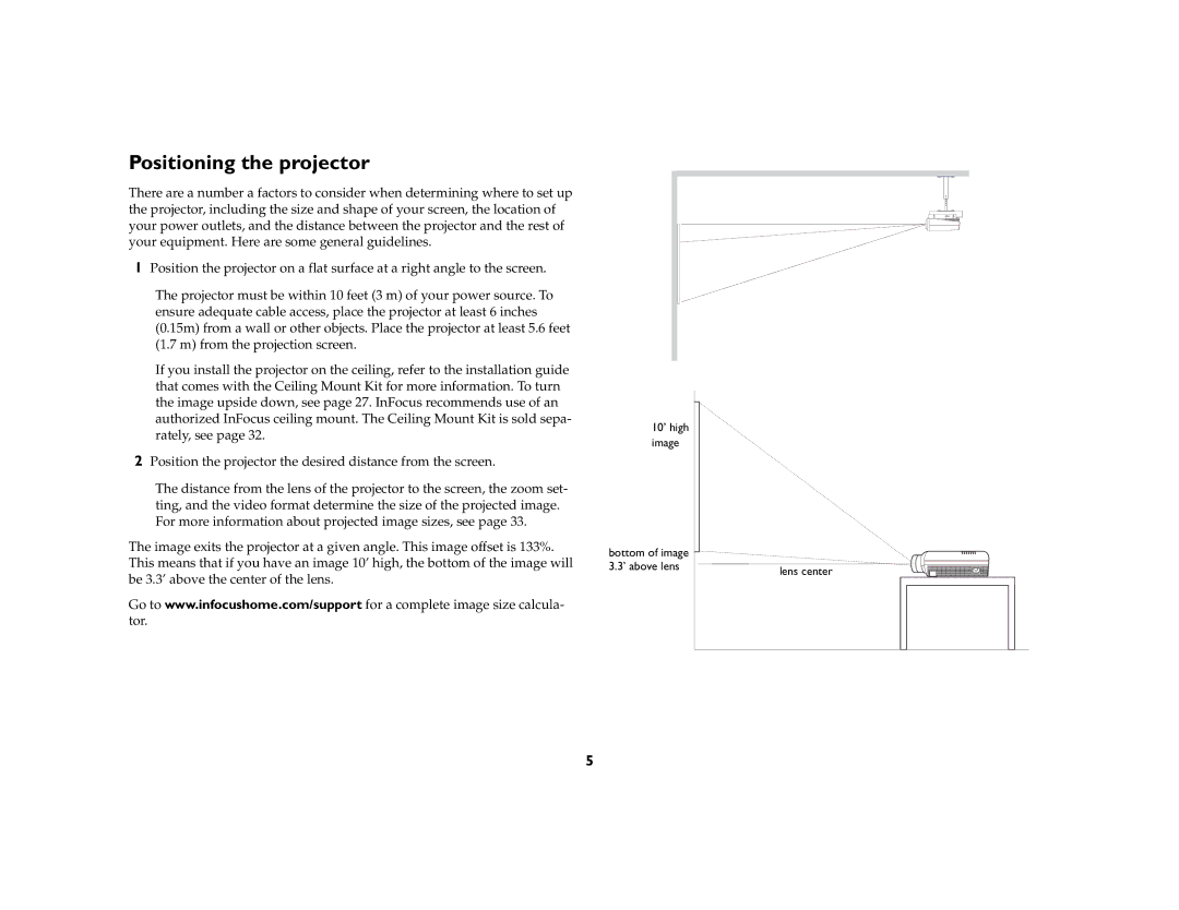 InFocus 5700 manual Positioning the projector 