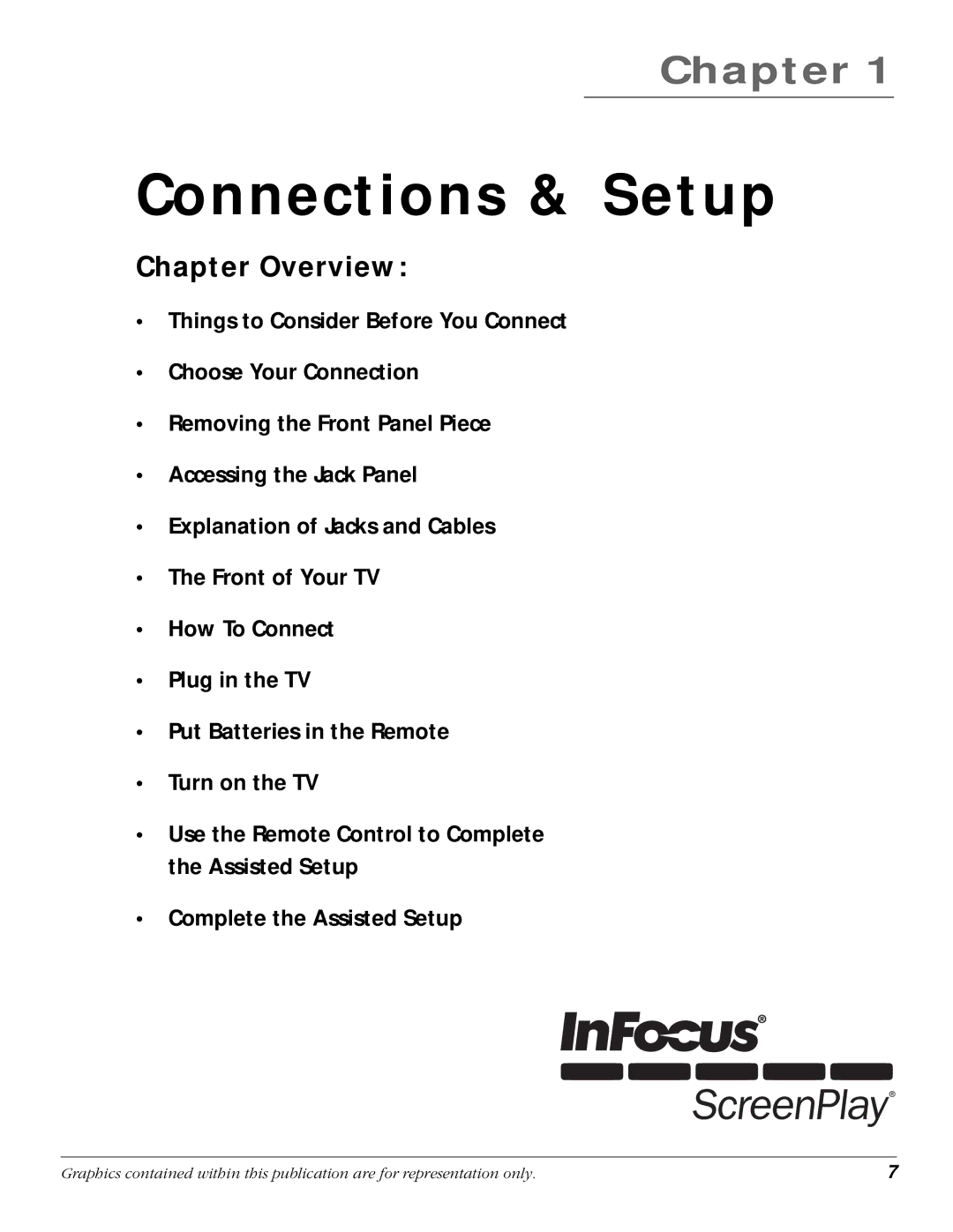 InFocus 50md10, 61md10 manual Connections & Setup, Chapter Overview 