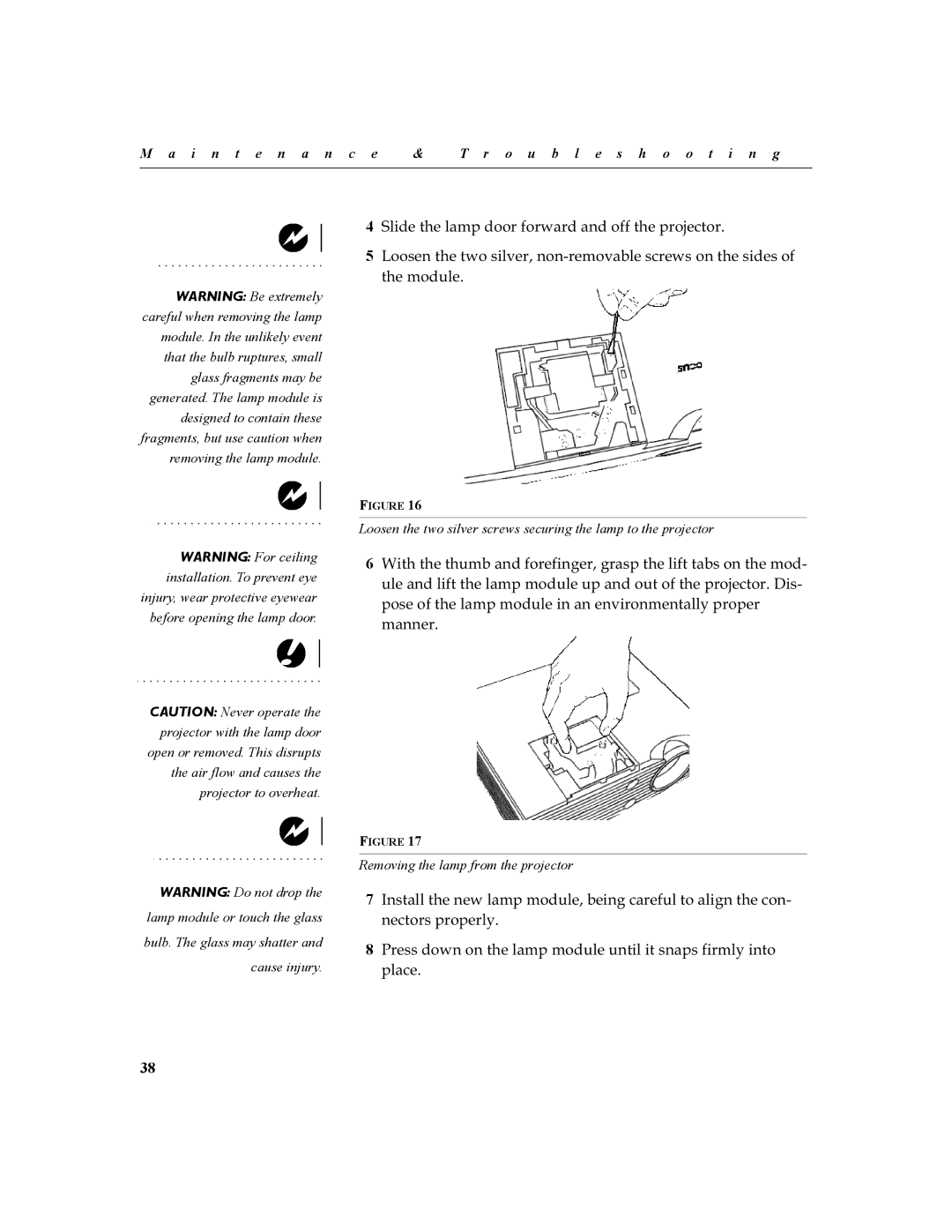 InFocus 630 manual Wkhprgxoh, Qhfwruvsurshuo, Sodfh, 6OLGHWKHODPSGRRUIRUZDUGDQGRIIWKHSURMHFWRU 