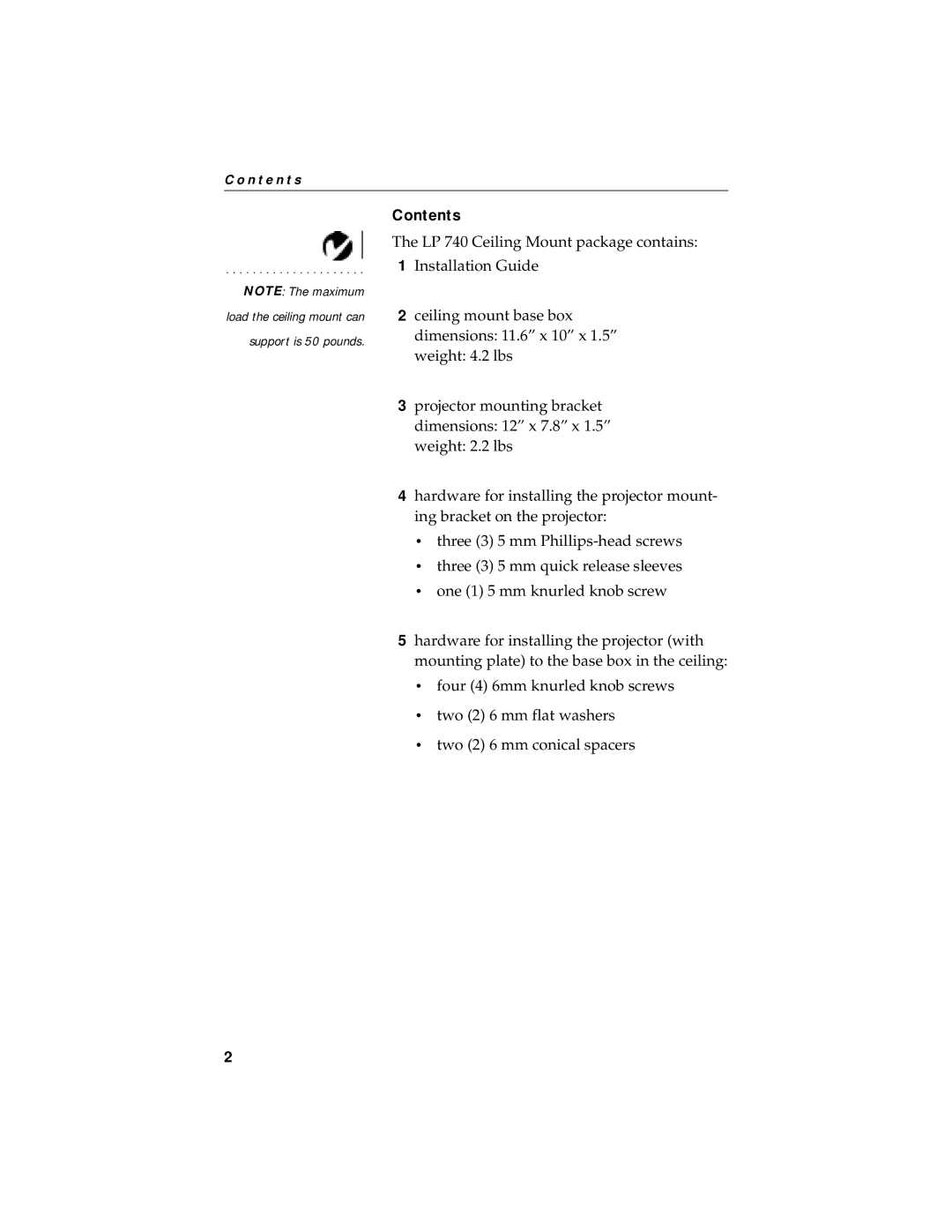 InFocus 740 manual Contents 