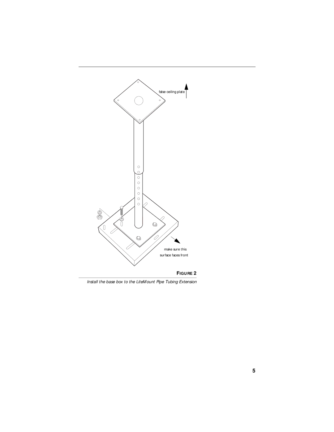 InFocus 740 manual Install the base box to the LiteMount Pipe Tubing Extension 