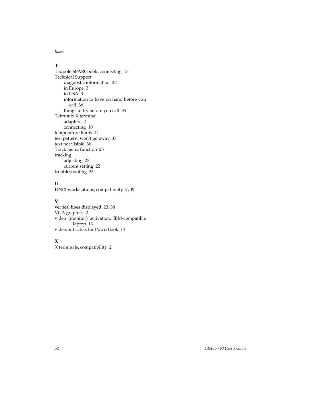 InFocus 760 manual Index 