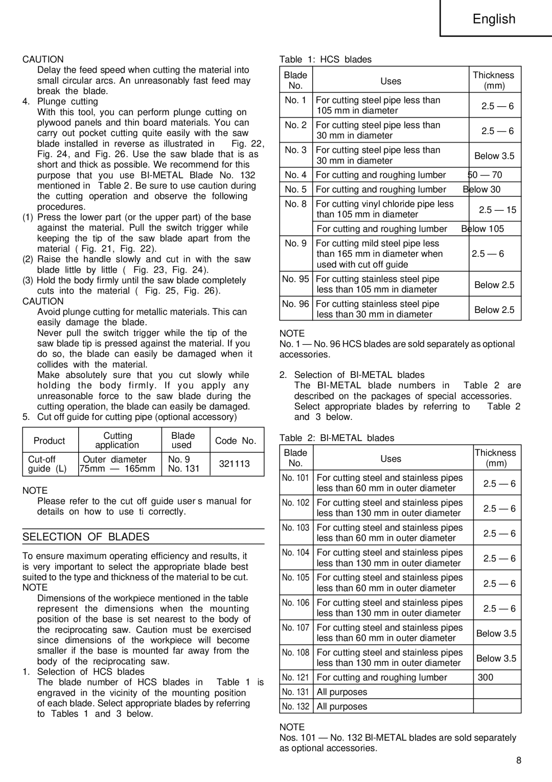 InFocus CR 13V manual Selection of Blades 