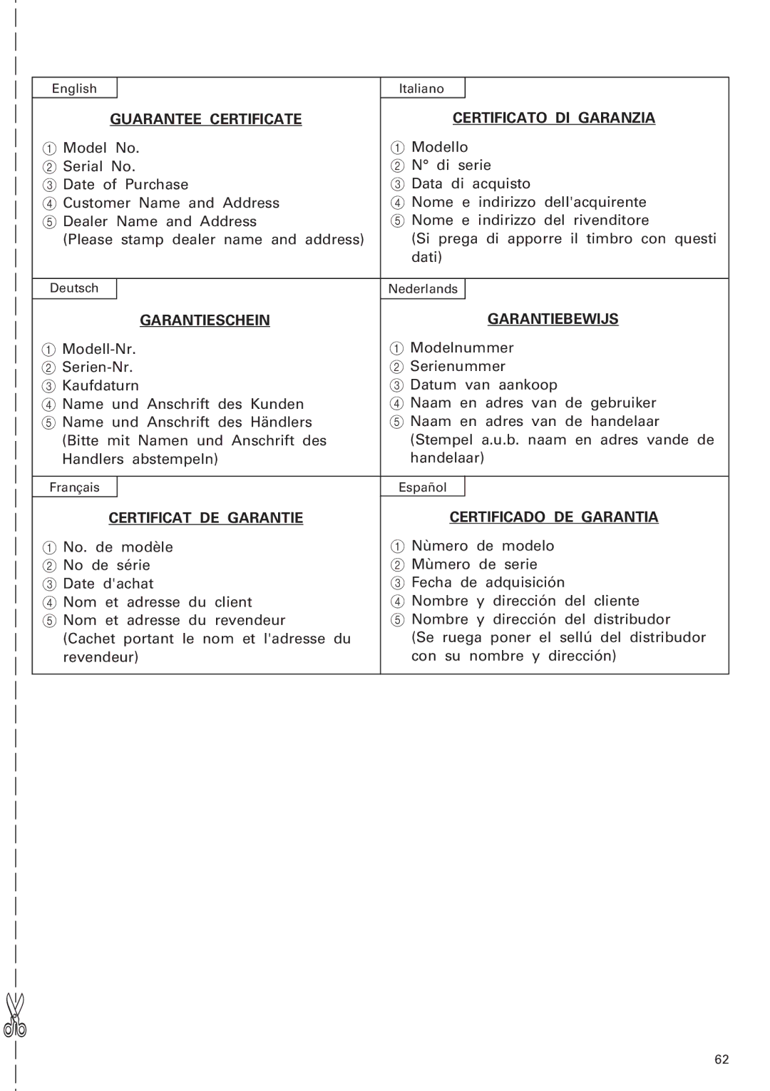 InFocus DH 24PC manual Guarantee Certificate Certificato DI Garanzia, Garantieschein Garantiebewijs 