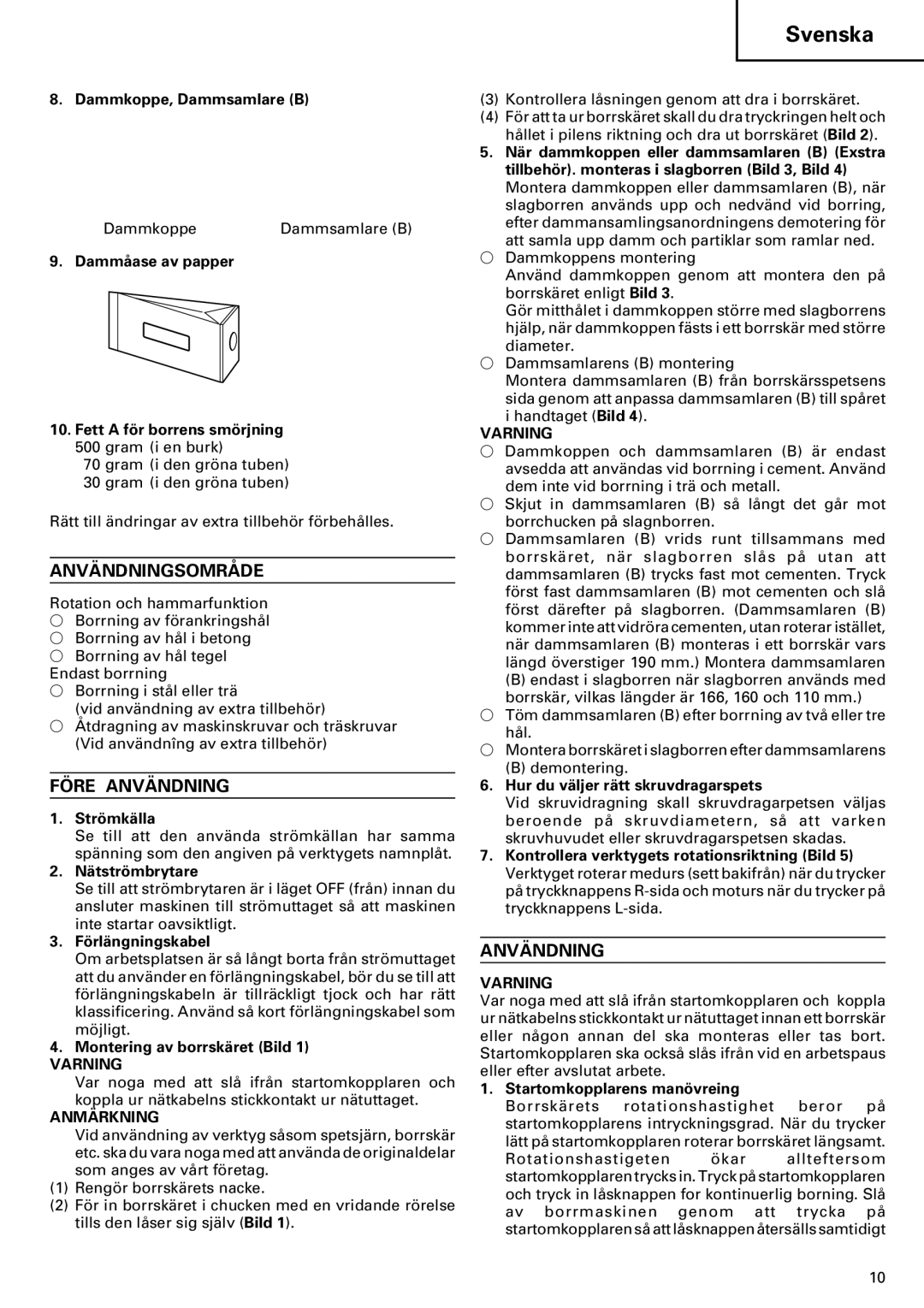 InFocus DH 24PD2 manual Användningsområde, Före Användning, Anmärkning 