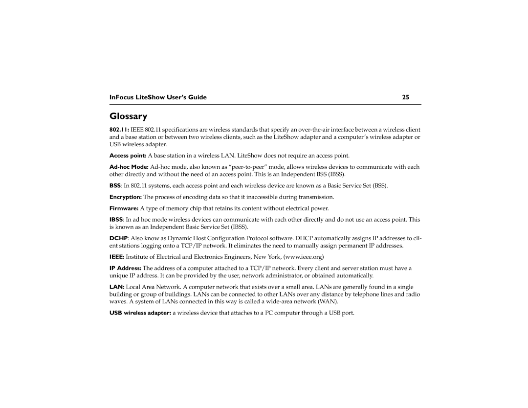 InFocus DP1200x M1, DP6500x M2 manual Glossary 