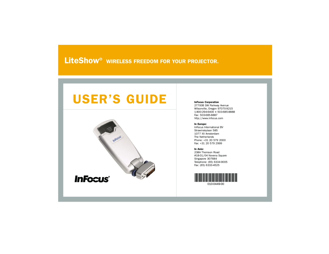 InFocus DP1200x M1, DP6500x M2 manual User’S Guide, LiteShow WIRELESS FREEDOM FOR YOUR PROJECTOR, InFocus Corporation, Fax 