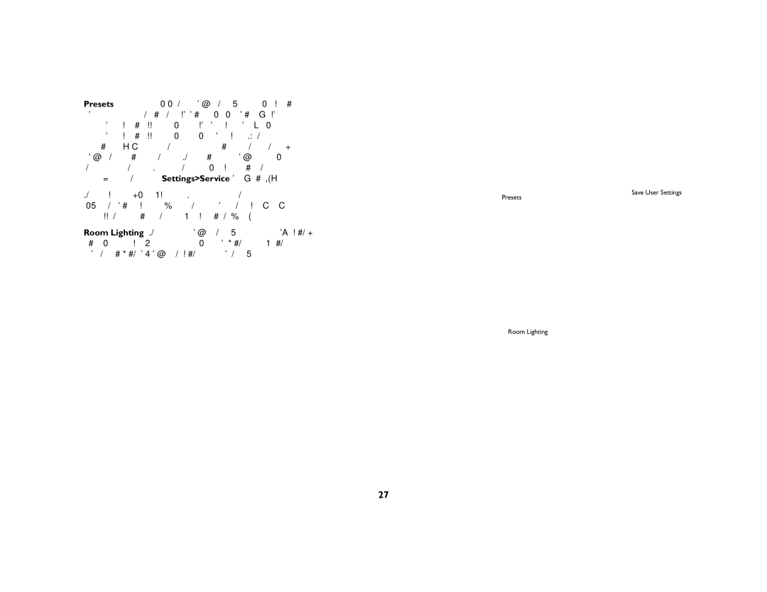InFocus DP2000S, DP2000X manual Save User Settings Presets Room Lighting 