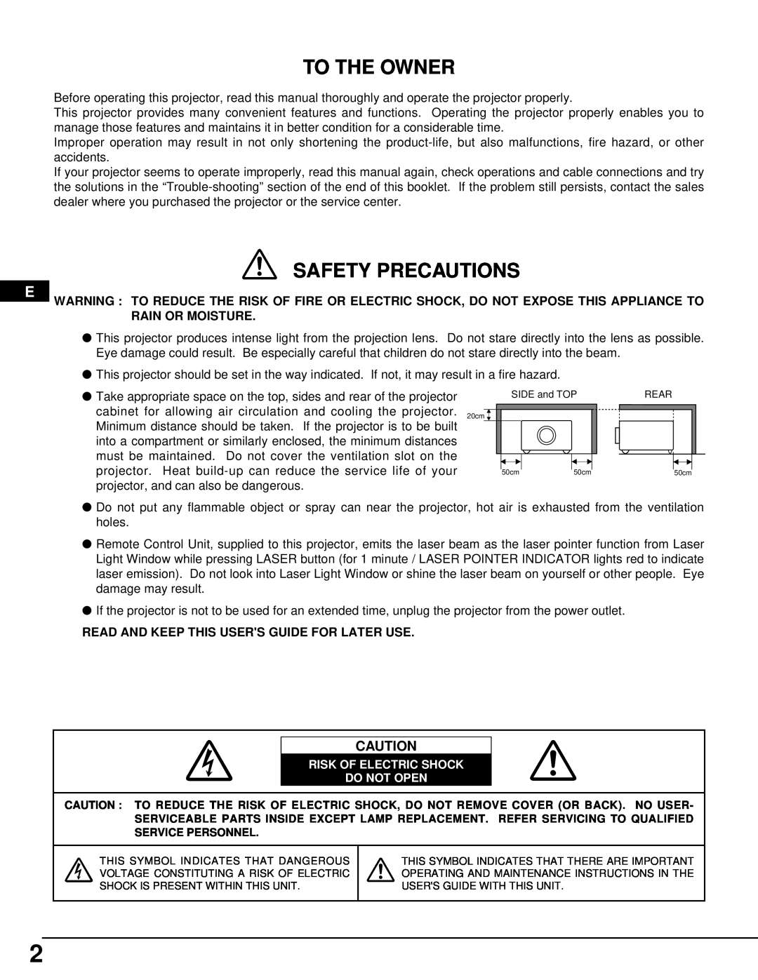 InFocus DP9295 manual To The Owner, Safety Precautions 