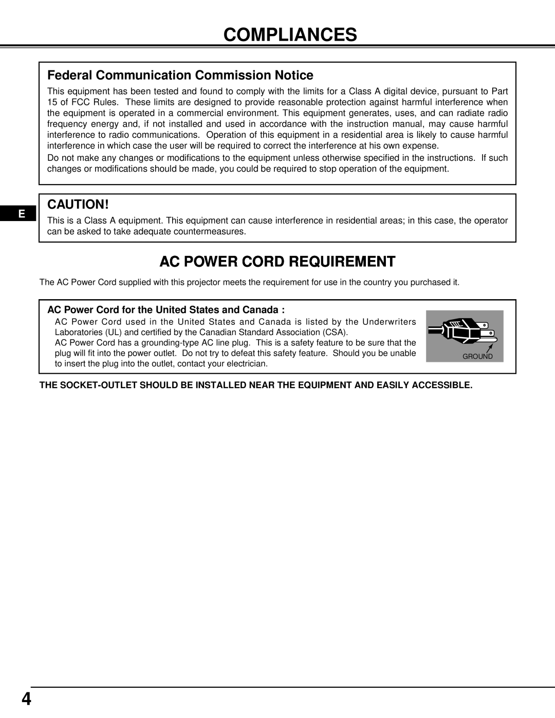 InFocus DP9295 manual Compliances, Ac Power Cord Requirement, Federal Communication Commission Notice 