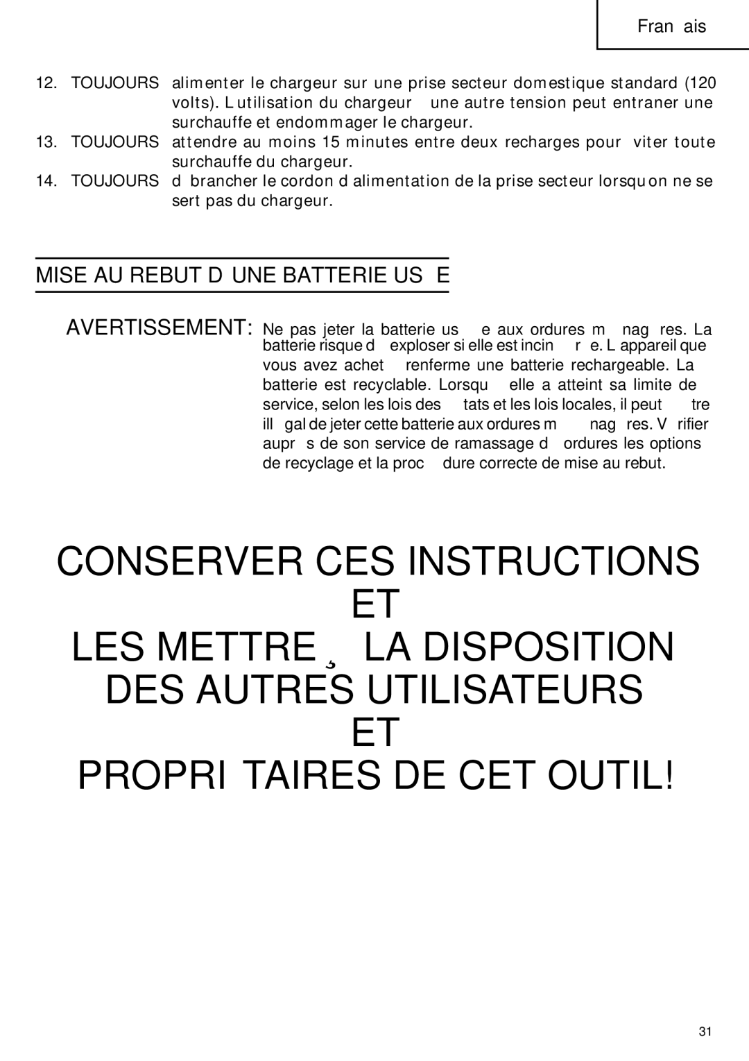 InFocus DS 14DVF instruction manual Mise AU Rebut D’UNE Batterie Usée 