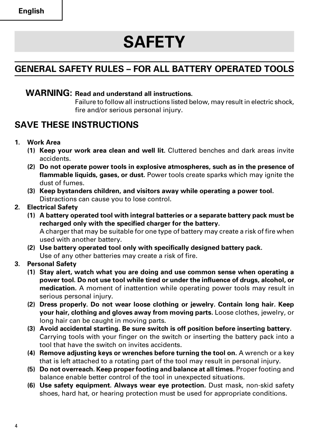 InFocus DS 14DVF instruction manual General Safety Rules for ALL Battery Operated Tools 