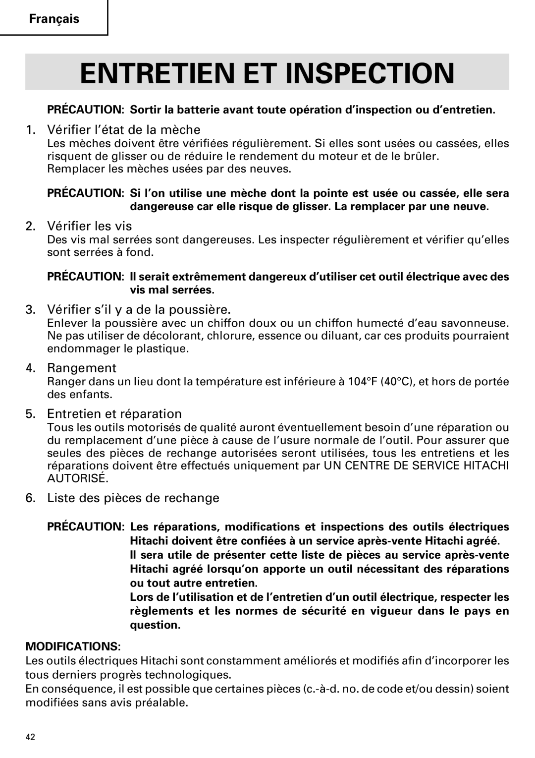 InFocus DS 14DVF instruction manual Entretien ET Inspection 