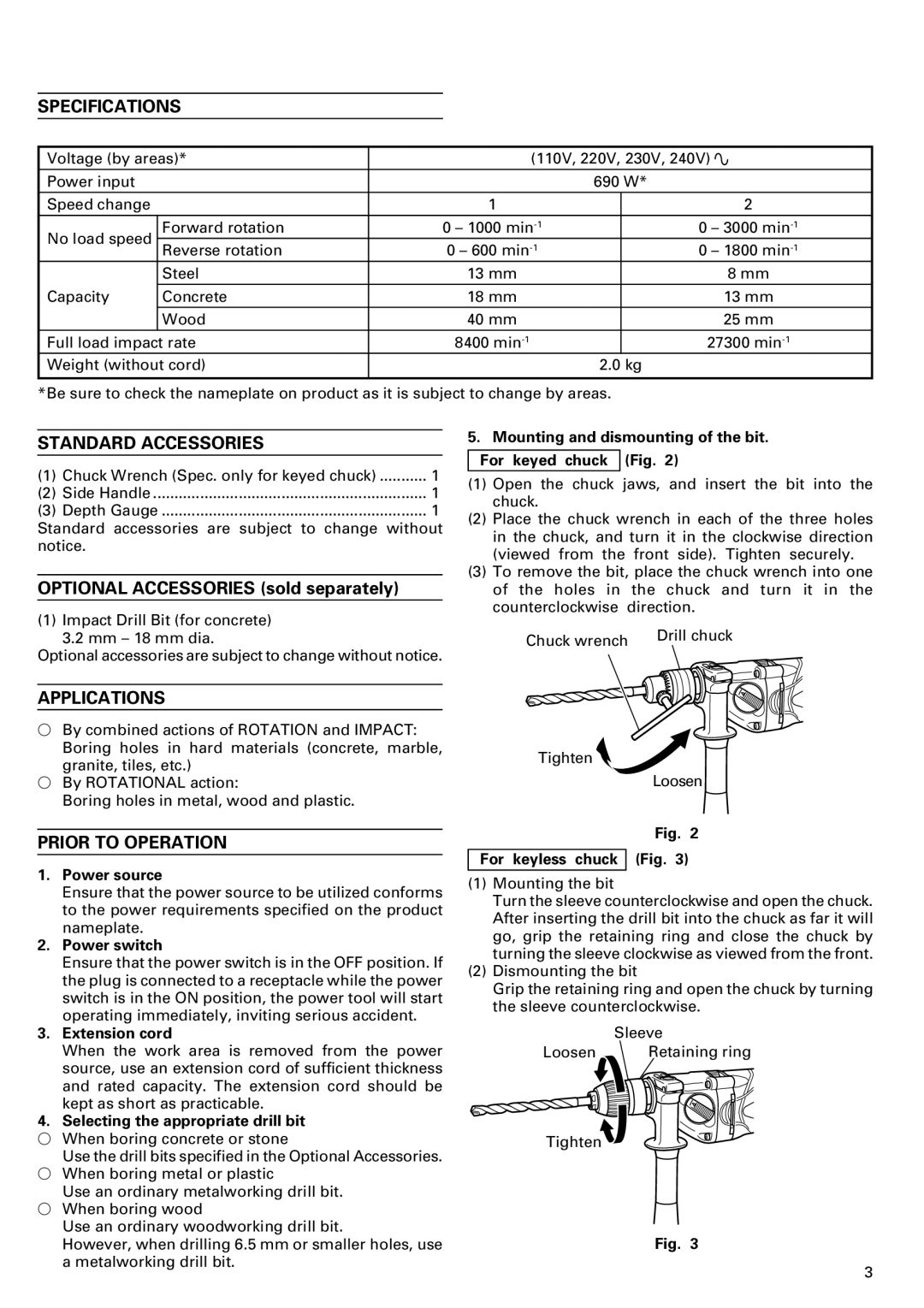 InFocus DV 18V manual Specifications, Standard Accessories, Applications, Prior to Operation 