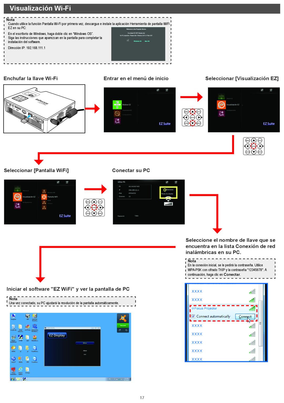 InFocus IN1146 manual Visualización Wi-Fi 