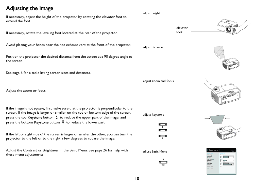 InFocus IN116a, IN114STa, IN118HDSTa, IN112aT, IN114aT, IN118HDa manual Adjusting the image, To reduce the lower part 