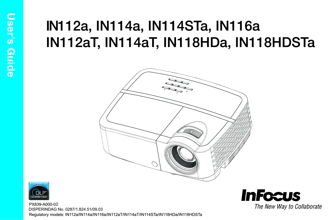 InFocus IN114STa, IN116a, IN118HDSTa, IN112aT, IN114aT, IN118HDa manual 