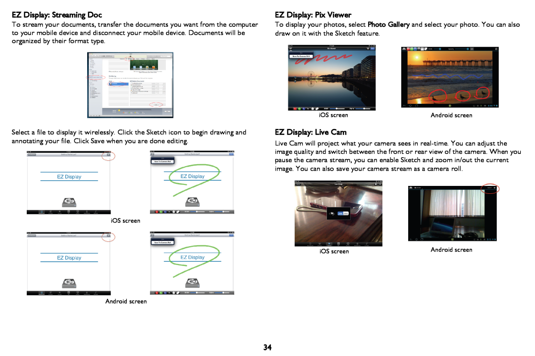 InFocus IN126a, IN124a, IN122a manual EZ Display Streaming Doc, EZ Display Pix Viewer, EZ Display Live Cam 