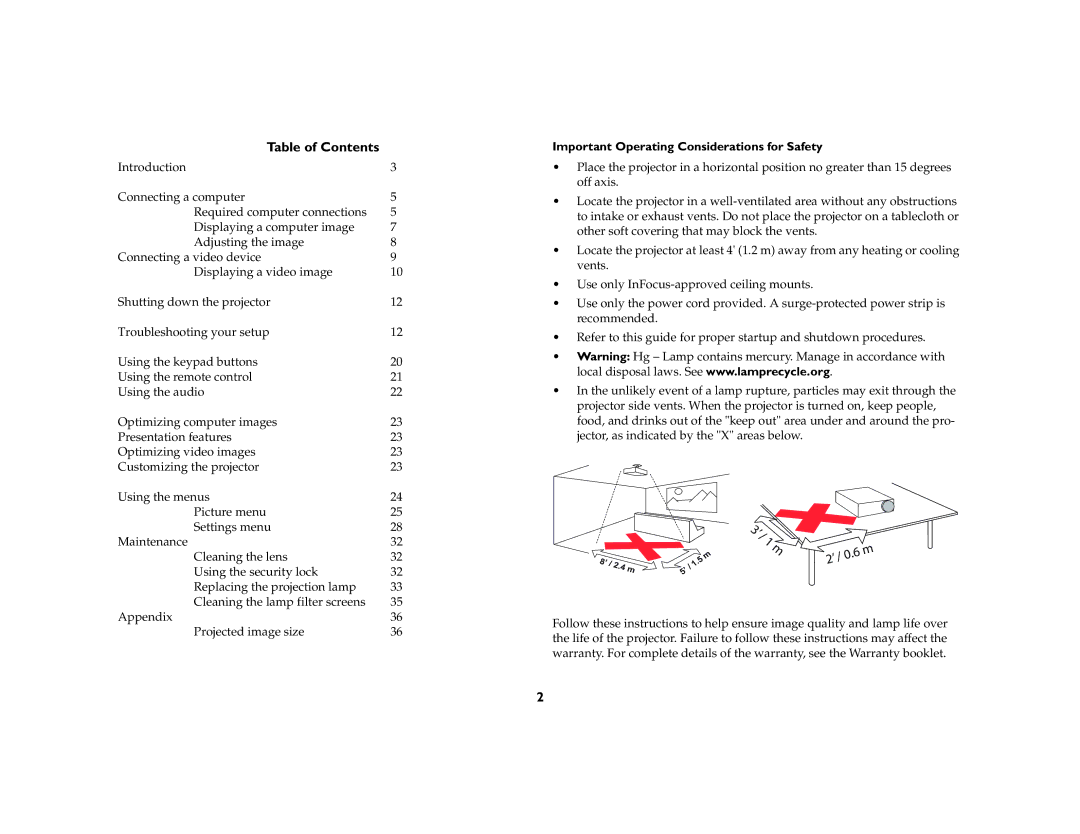 InFocus IN36, IN32, IN34 manual Table of Contents 