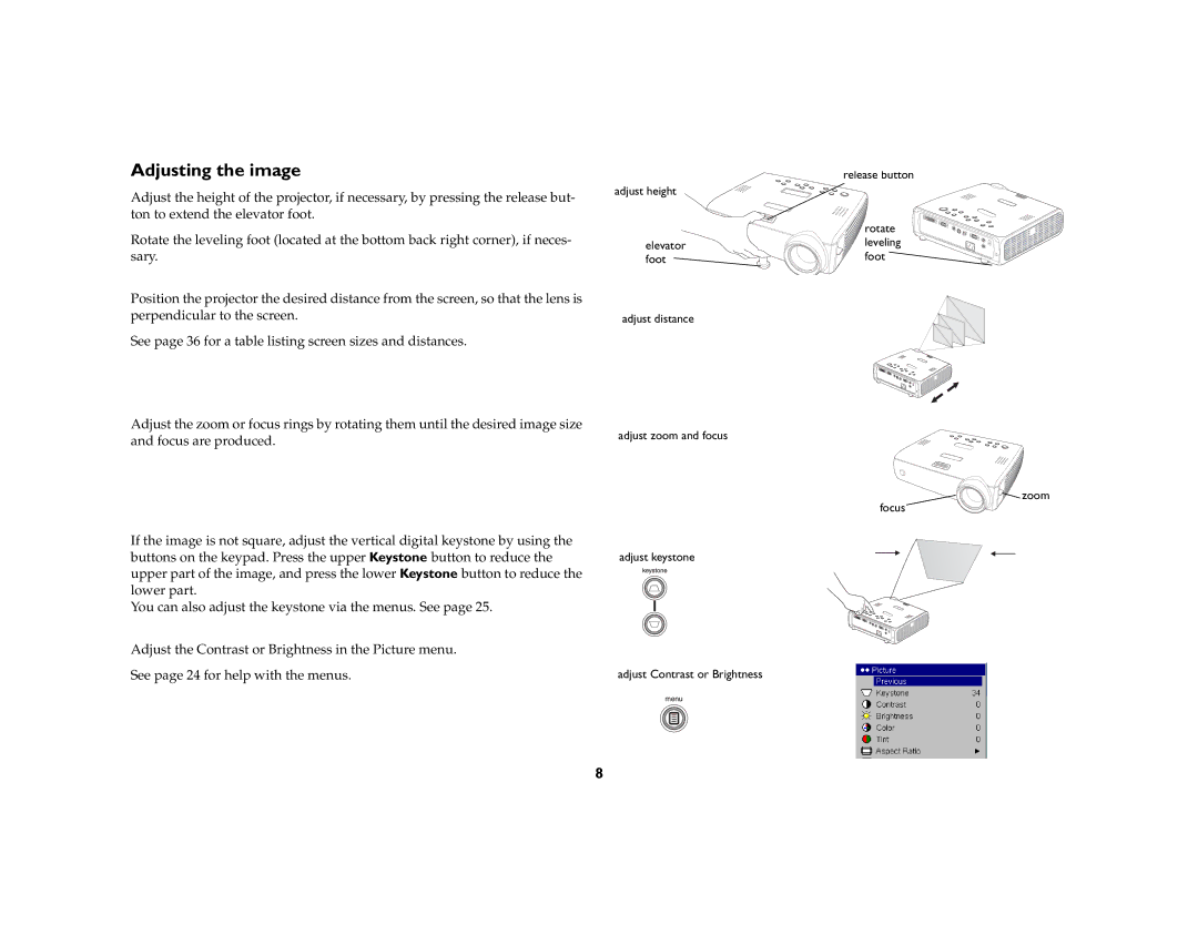 InFocus IN36, IN32, IN34 manual Adjusting the image 