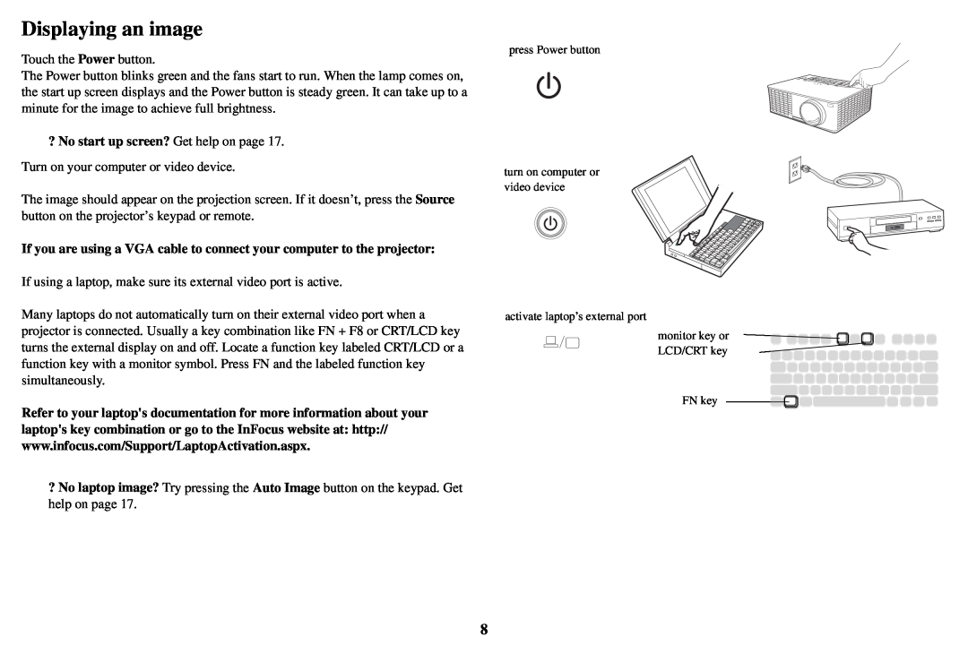 InFocus IN3900, IN3916, AA0021 manual Displaying an image 