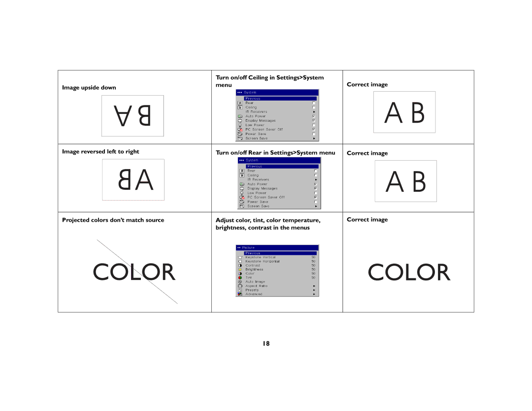 InFocus IN42ff manual Color 