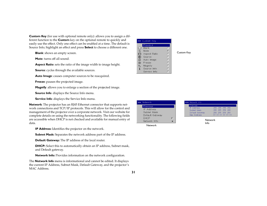 InFocus IN42ff manual Network 