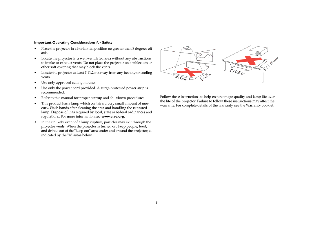 InFocus IN42ff manual Important Operating Considerations for Safety 