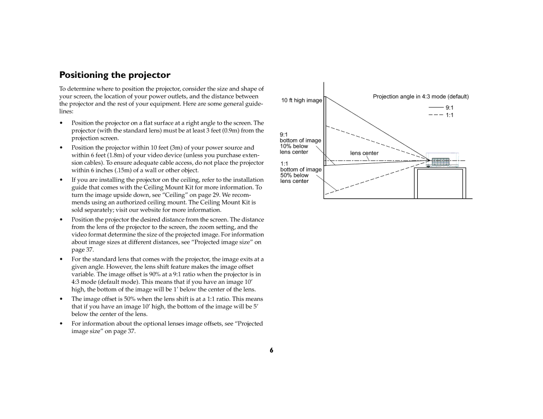 InFocus IN42ff manual Positioning the projector 