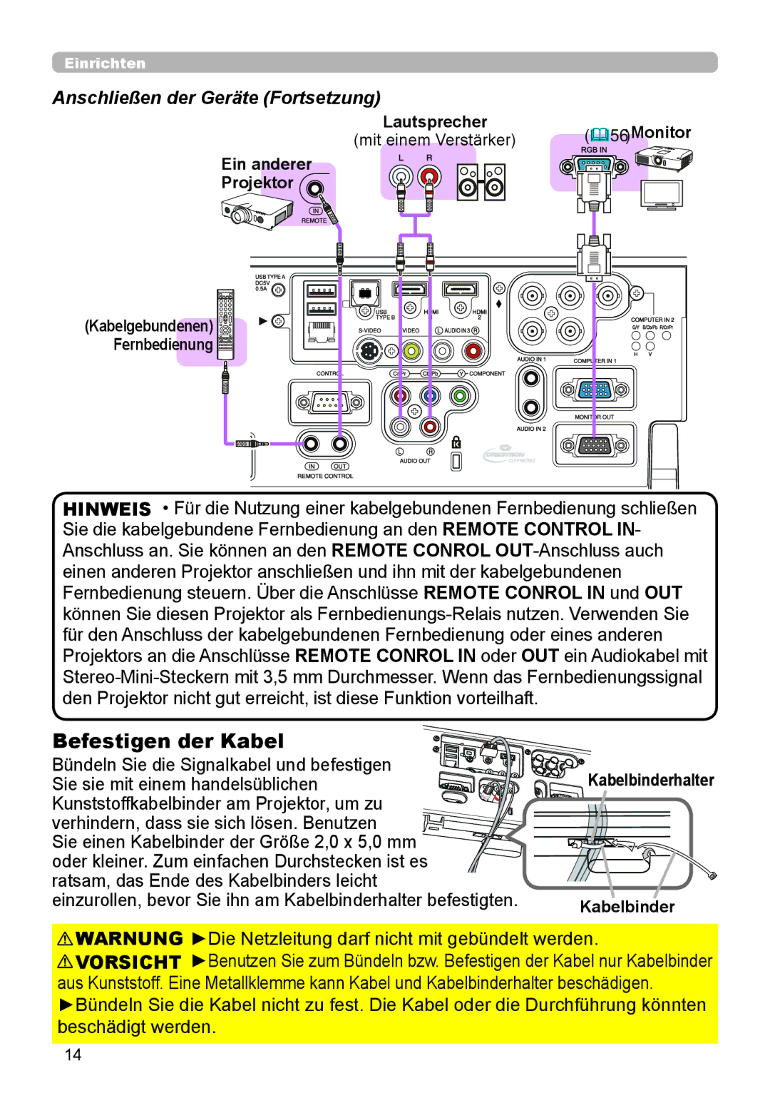 InFocus IN5132 user manual Ein anderer Projektor, Kabelbinderhalter 