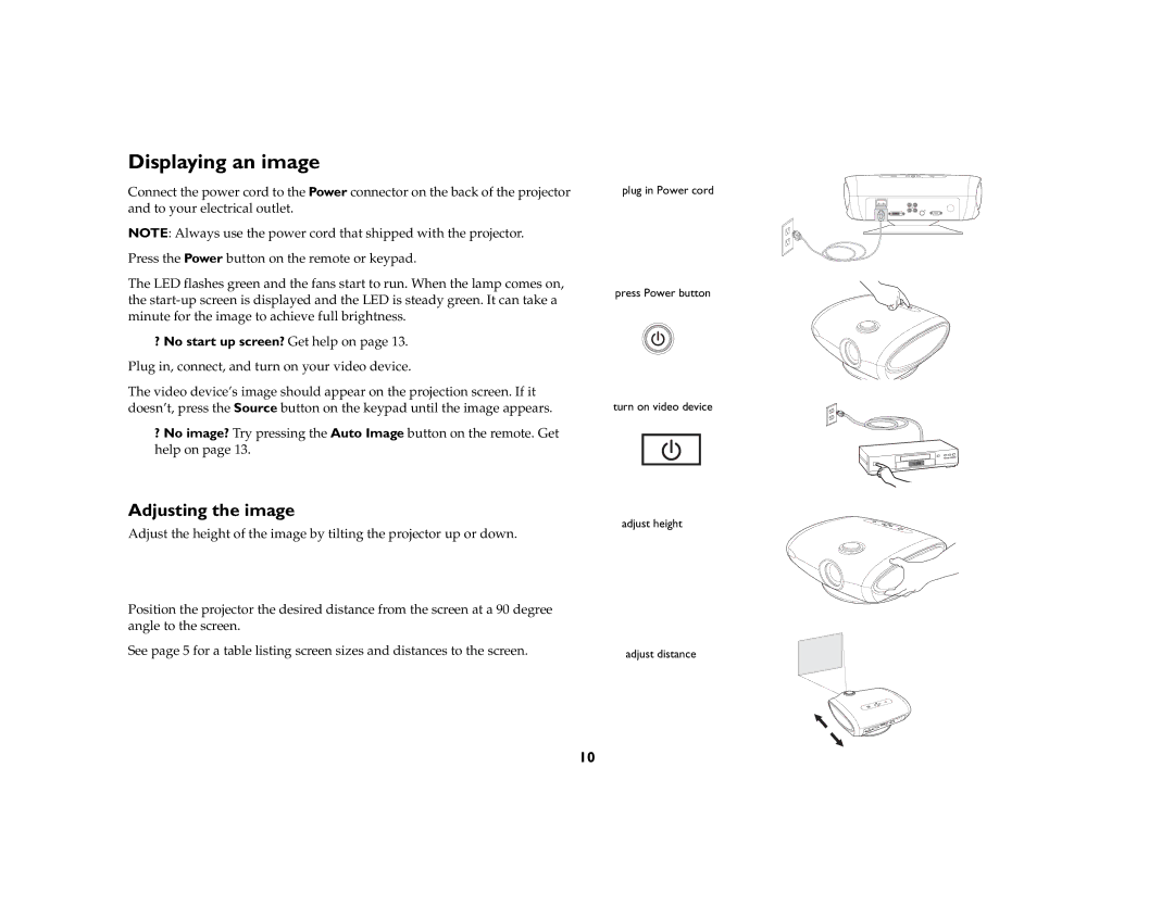 InFocus IN74, IN76 manual Displaying an image, Adjusting the image 