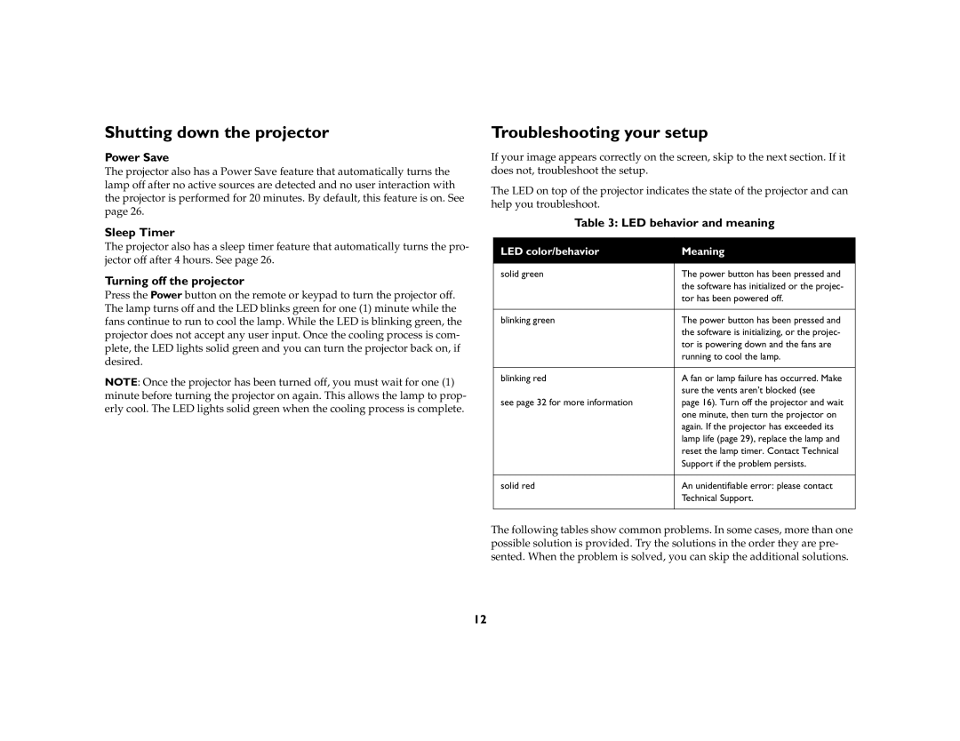 InFocus IN74, IN76 manual Shutting down the projector, Troubleshooting your setup 