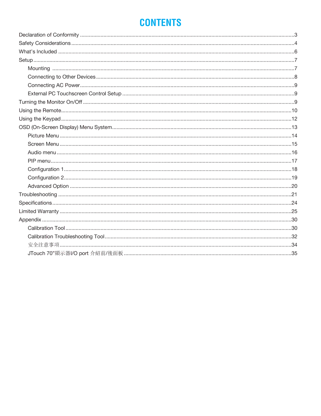 InFocus INF7001A manual Contents 