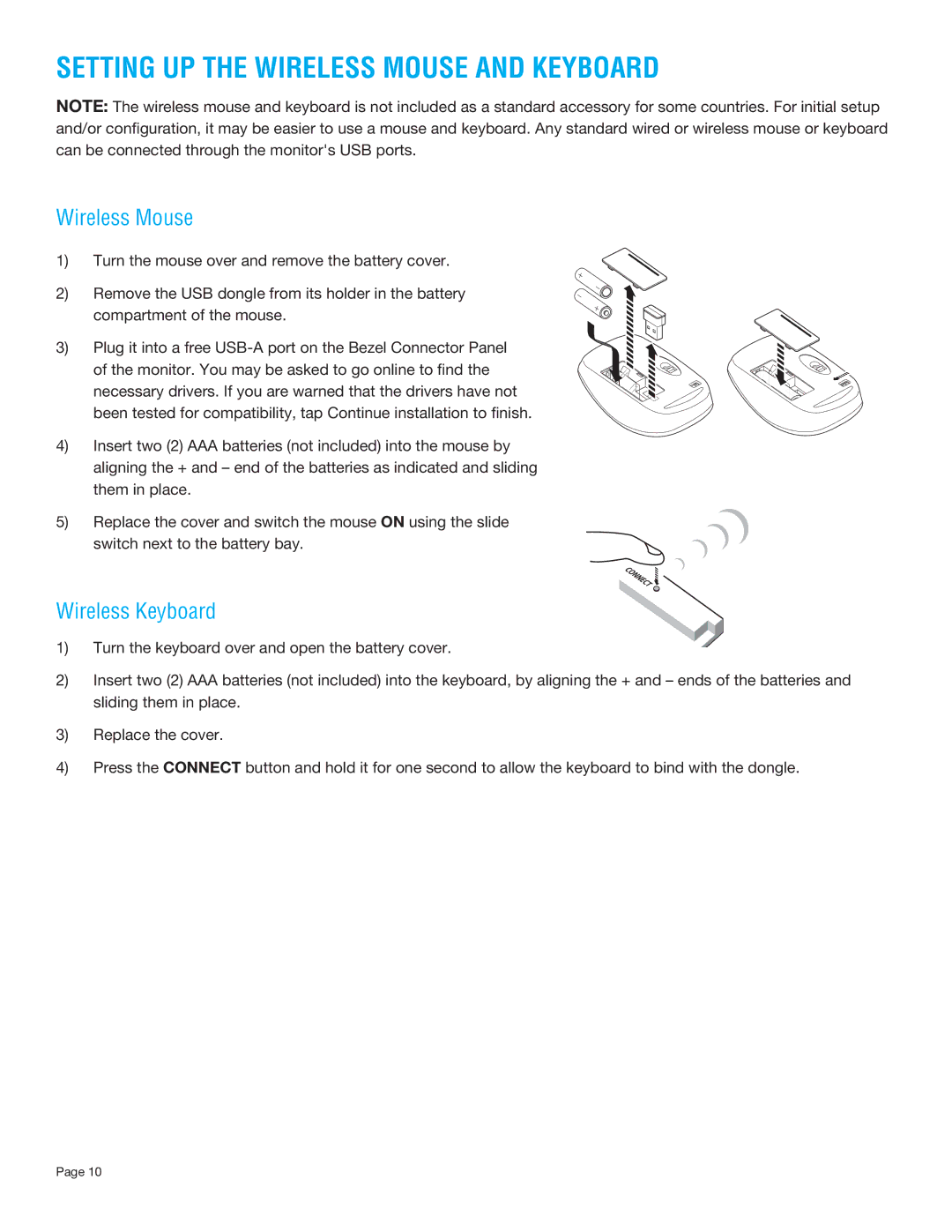 InFocus INF7011 manual Setting UP the Wireless Mouse and Keyboard, Wireless Keyboard 