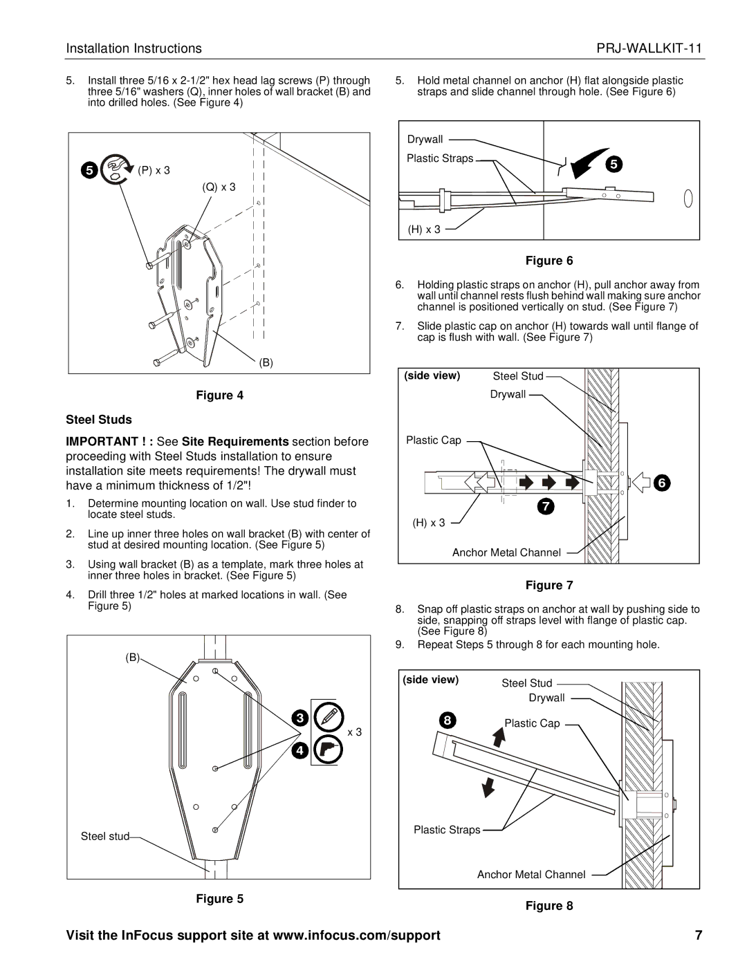 InFocus infocus single stud short throw wall mount manual Side view 